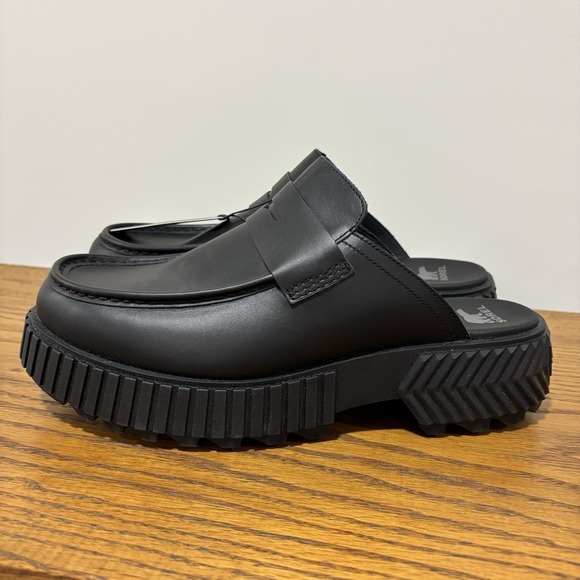 Sorel Ona Ave Loafer Leather Shoes for‎ Women Size 12 Black Slide New FLAW READ - Picture 2 of 10